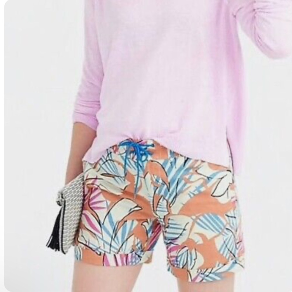 J.Crew || woman’s Desert Oasis Board Shorts Linen Blend Tropical Print size 4